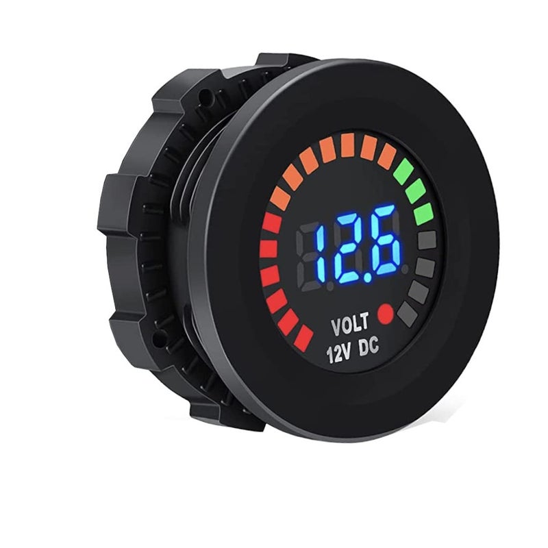 MGI SpeedWare 12vDC Voltmeter Gauge with Blue LED Digital Display (Short Body) - Image 1